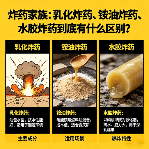 惠济炸药家族：乳化炸药、铵油炸药、水胶炸药到底有什么区别？